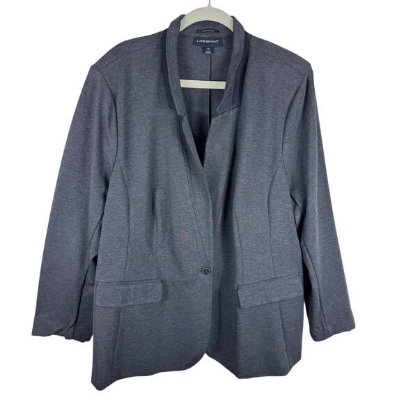 Lane Bryant Dark Gray The Bryant Blazer Knit Buttoned Single Breasted Stretch 26 - Picture 1 of 6